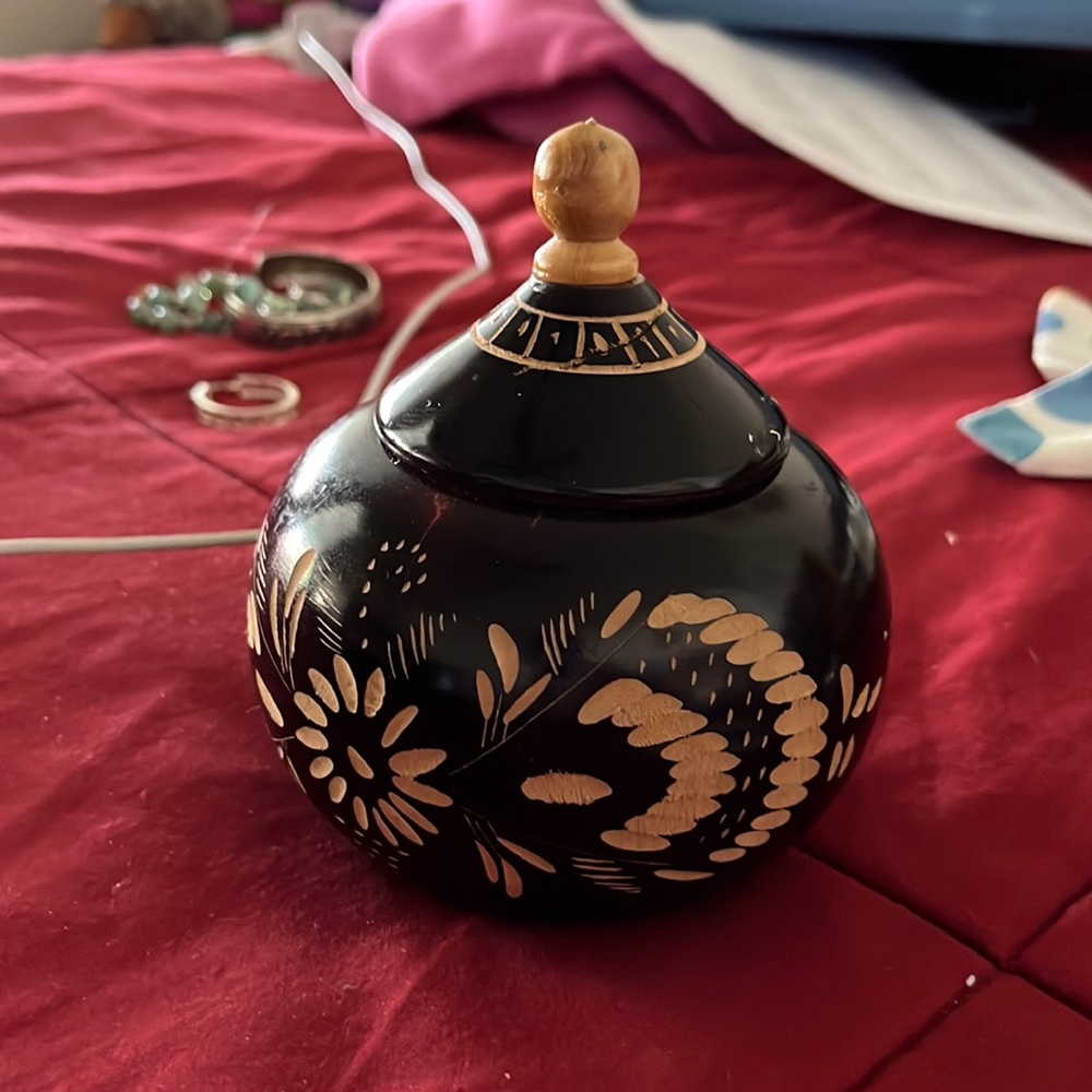 Vintage decorative wooden container rare find